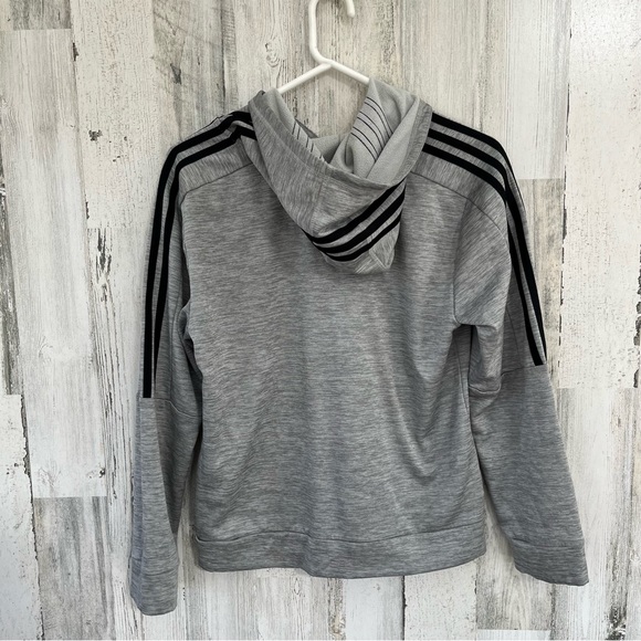 Adidas Boys Gray/Black Hoodie 100% Polyester Size Large 14-16 Fleece Lined - Picture 6 of 7